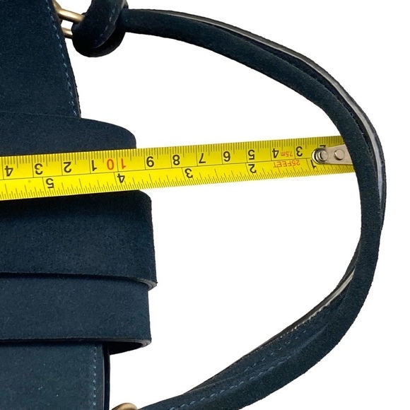 Anthropologie blue suede leather two way tote bag made in Italy - Picture 4 of 13